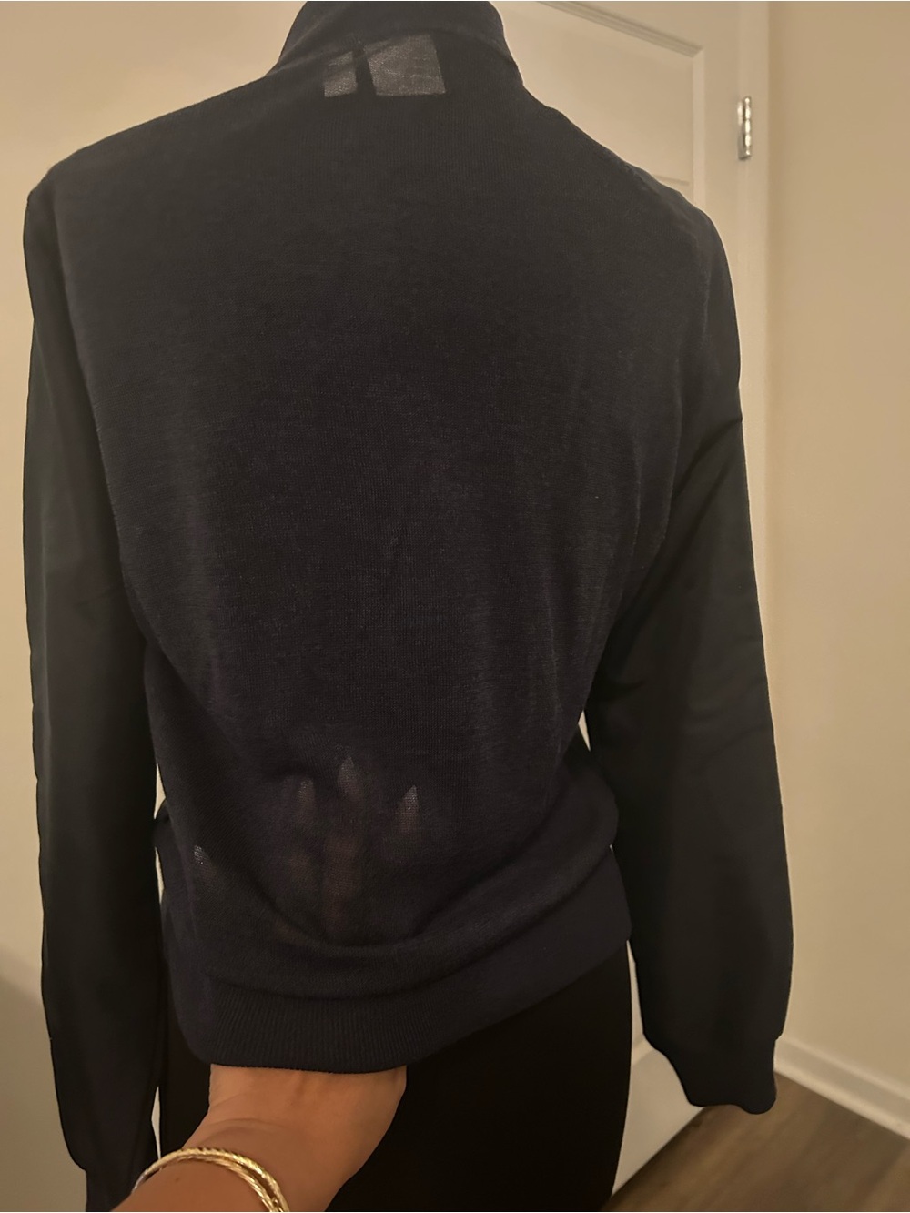 Sz M adidas Navy Jacket with White Three-Stripes - Picture 3 of 5